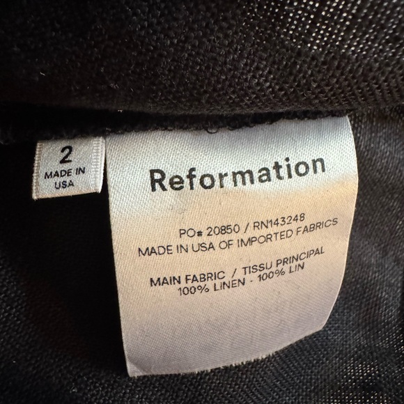 Reformation Black Midi Skirt and Crop top matching set linen - Picture 6 of 8